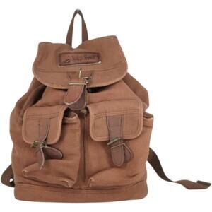 North River Brown Canvas Backpack Drawstring Flap Pocket Hiking Bag Utility